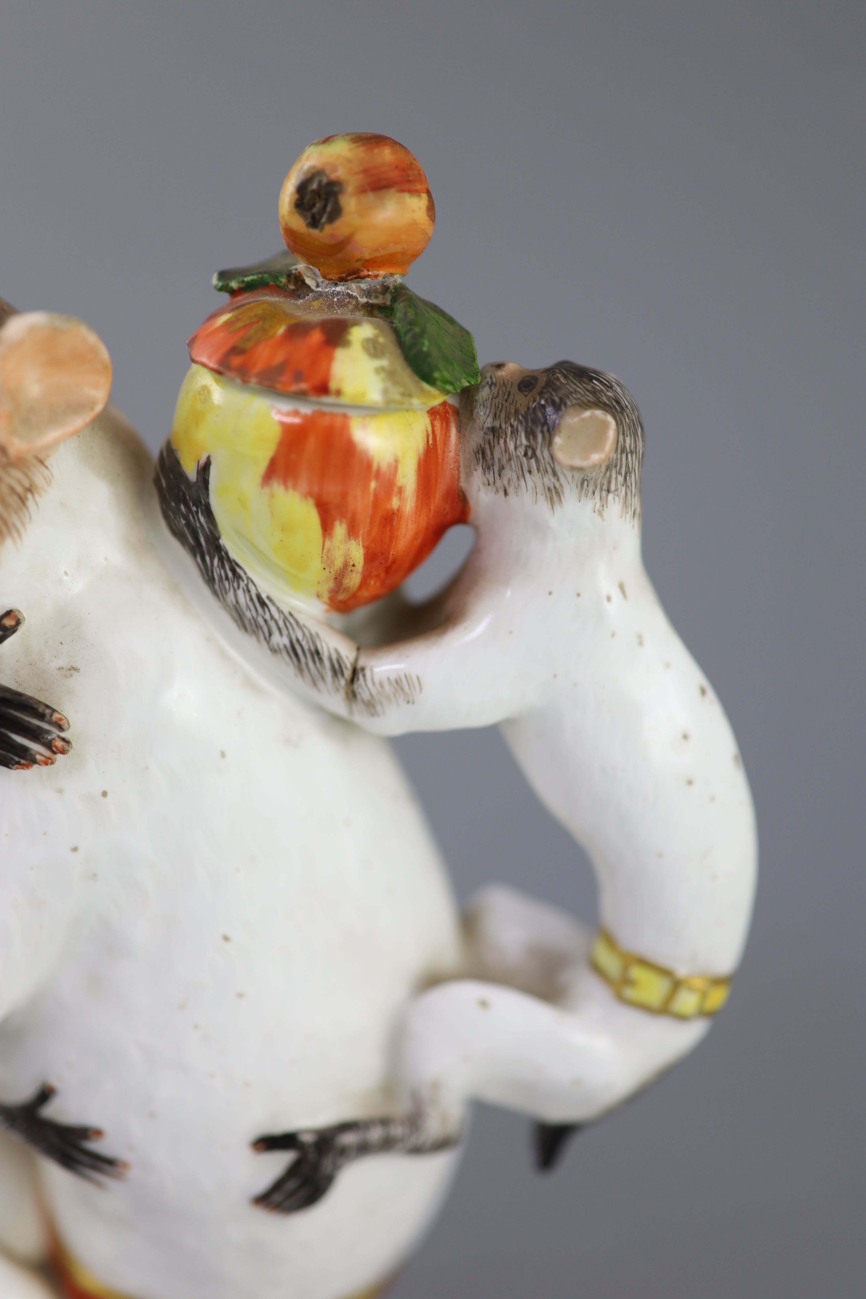 A Meissen porcelain monkey teapot and cover, circa 1735, modelled by J.J. Kaendler, 19.5cm high